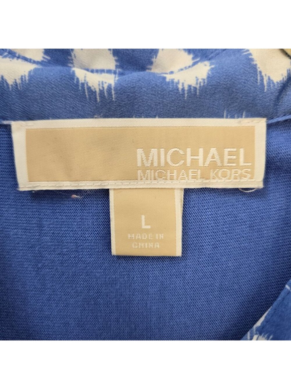 Michael Michael Kors Sunburst Print Mixed Media Tie Waist Blouse Size Large - Picture 3 of 6